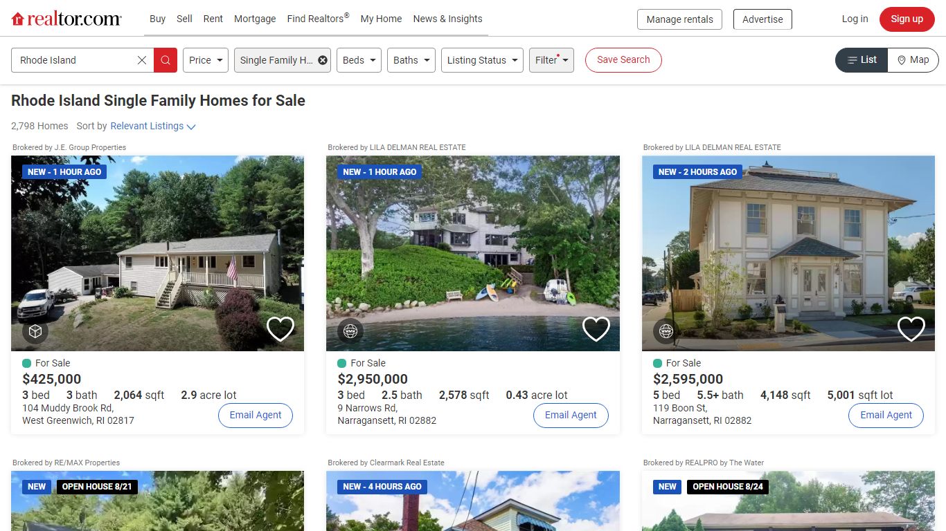 Rhode Island Single Family Homes for Sale | realtor.com®